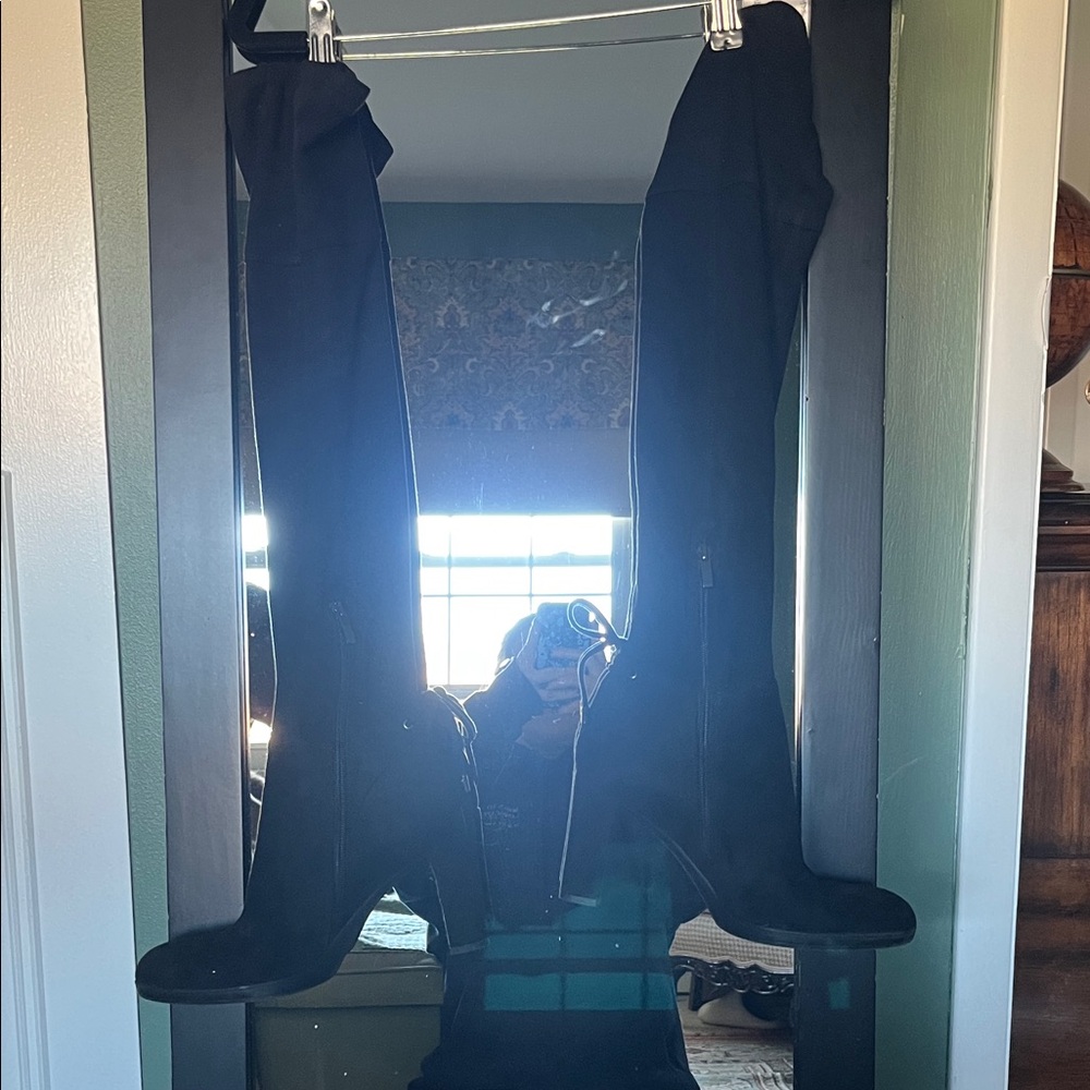 Black Suede Over-the-Knee Boots